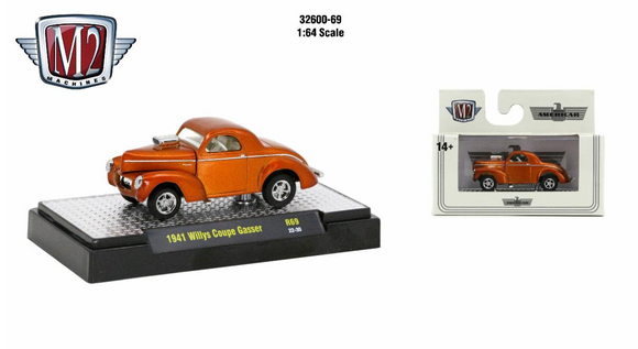 1:64 1941 Willys Coupe Gasser -- Metallic Orange -- M2 Machines