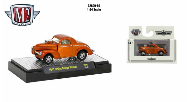Auto In Scala 1:64 M2 Machines – Holley 1941 Willys Coupe Gasser – Con Auto-Lifts 20