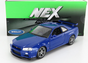 1:24 1999 Nissan R34 Skyline GT-R -- Blue -- Welly