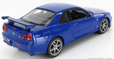 1:24 1999 Nissan R34 Skyline GT-R -- Blue -- Welly