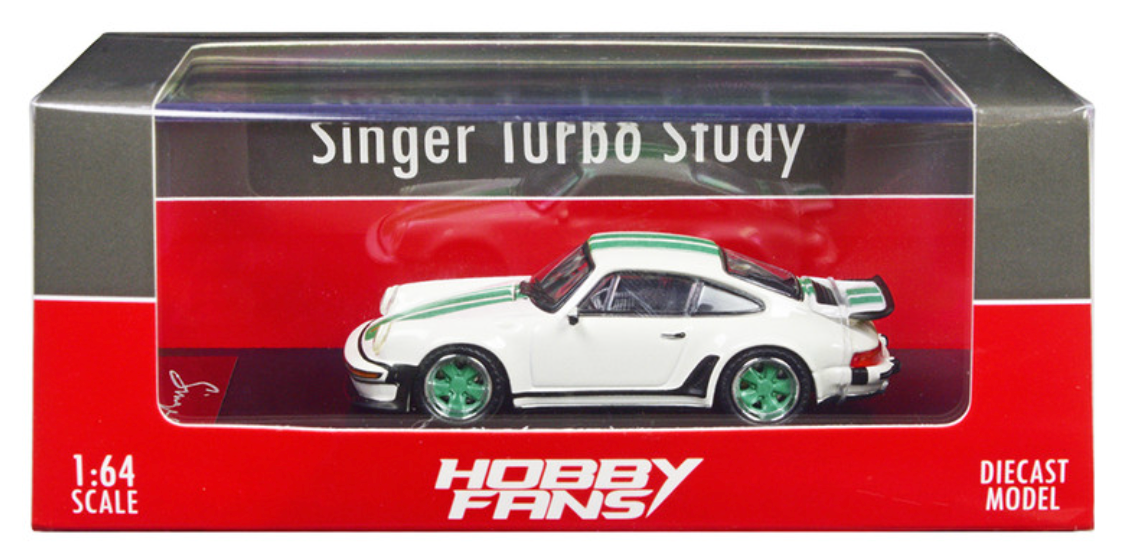 1:64 Porsche 930 Turbo Study by Singer -- White w/Green Stripes -- Hob 1:64 Porsche 930 Turbo Study by Singer -- White w/Green Stripes -- Hob