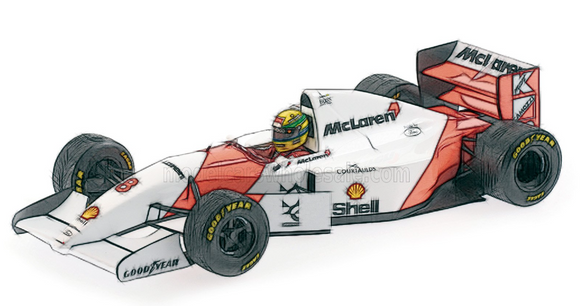 (Pre-Order) 1:18 1993 Ayrton Senna (Dirty Version) -- Monaco GP Winner -- McLaren MP4/8 -- Minichamps F1