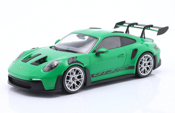 1:18 Porsche 911 (992) GT3 RS Coupe -- Green w/Silver Wheels -- Minichamps