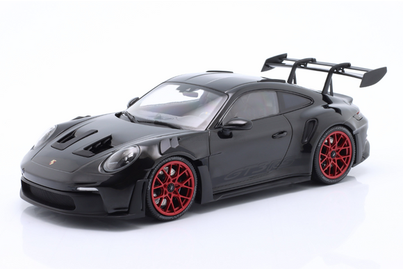 1:18 Porsche 911 (992) GT3 RS Coupe 2023 -- Black w/Red Wheels -- Minichamps