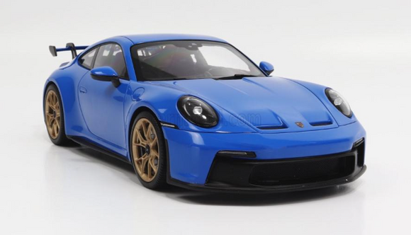 1:18 Porsche 911 (992) GT3 Coupe 2021 -- Blue w/Gold Wheels -- Minichamps