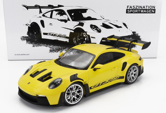 1:18 Porsche 911 (992) GT3 RS Coupe 2023 -- Yellow w/Silver Wheels -- Minichamps