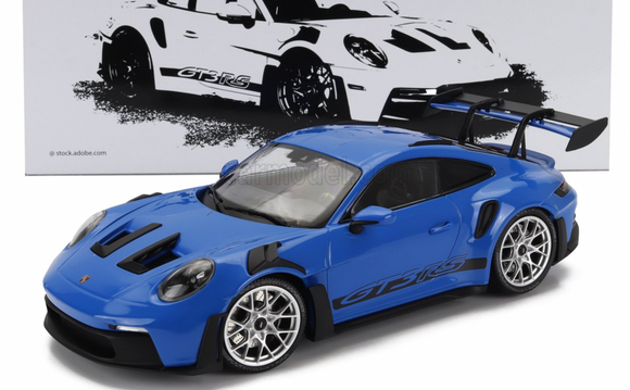 1:18 Porsche 911 (992) GT3 RS Coupe 2023 -- Blue w/Silver Wheels -- Minichamps