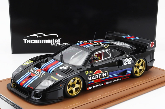 1:18 Ferrari F40 LM 1996 -- Martini (Black) w/Gold Wheels -- Tecnomodel