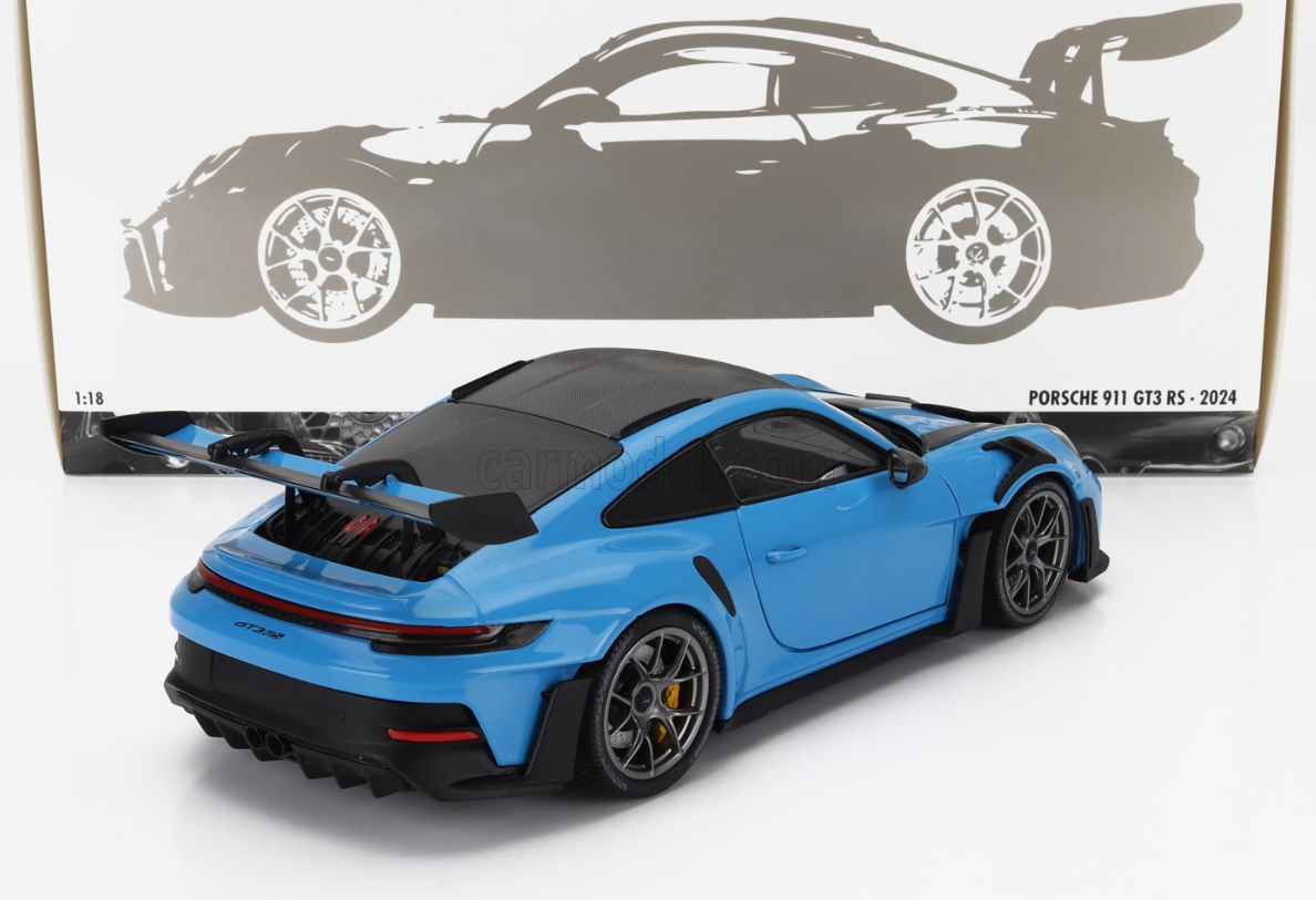 1:18 Porsche 911 (992) GT3 RS Coupe 2023 -- Blue w/Silver Wheels -- Mi