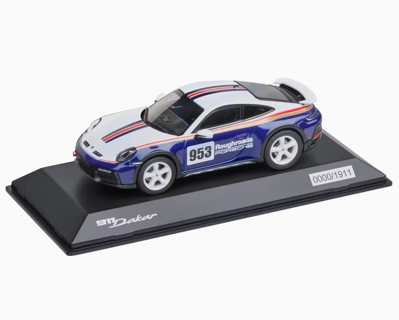1:43 Porsche 911 Dakar (992) Rally Design Package -- #953 Roughroads -- Spark De