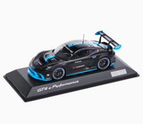 1:43 Porsche 718 Cayman GT4 e-Performance -- Black/Blue -- Spark Dealer