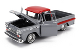 1:24 1958 Chevrolet Apache Fleetside Pickup -- Grey / Red -- MotorMax Get Low