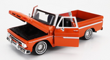 1:24 1966 Chevrolet C10 Fleetside Pickup -- Orange / White -- MotorMax Get Low