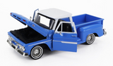 1:24 1966 GMC C1000 Pickup Lowrider -- Blue / White -- MotorMax Get Low