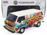 1:24 Volkswagen T3 Van -- "Wow Bravo" Graffiti White -- MotorMax