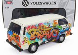 1:24 Volkswagen T3 Van -- "Wow Bravo" Graffiti White -- MotorMax