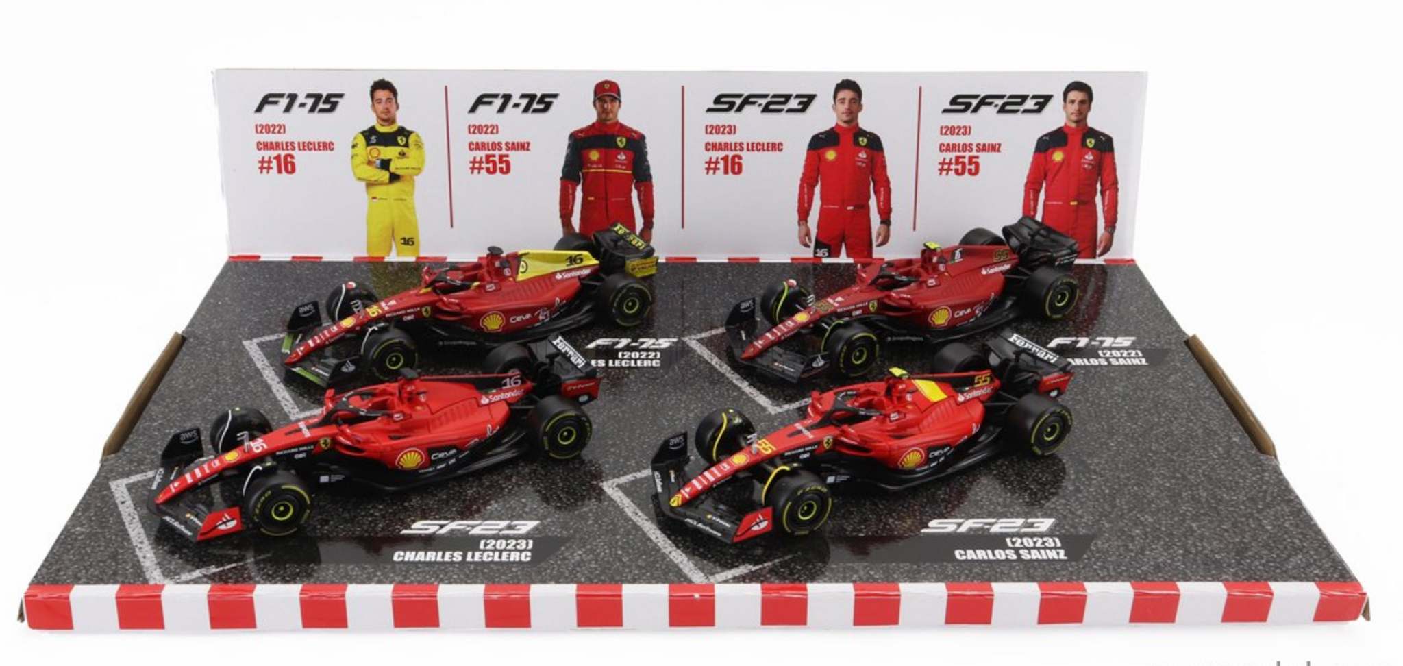 Ferrari ミニカーコレクション 1/43トレーラー、珍色F1カー4台Set Ferrari ミニカーコレクション 1/43トレーラー、珍色F1カー4台