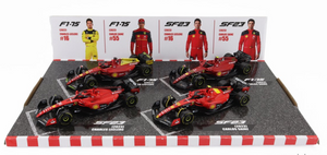 1:43 Ferrari F1 Team 4-Pack Set -- Charles LeClerc/Carlos Sainz -- Bburago F1