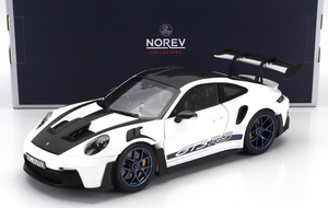 1:18 Porsche 911 (992) GT3 RS Coupe 2022 -- White w/Blue Wheels -- Norev