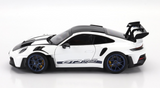 1:18 Porsche 911 (992) GT3 RS Coupe 2022 -- White w/Blue Wheels -- Norev