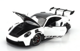 1:18 Porsche 911 (992) GT3 RS Coupe 2022 -- White w/Black Wheels -- Minichamps