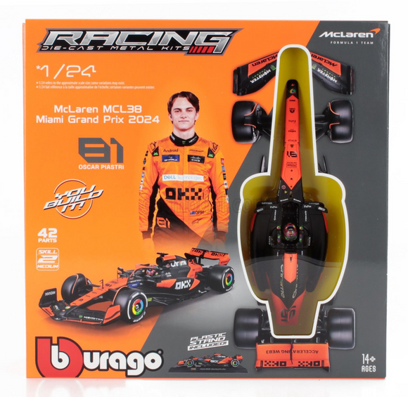 1:24 2024 Oscar Piastri -- MODEL KIT -- #81 McLaren MCL38 -- Bburago F1