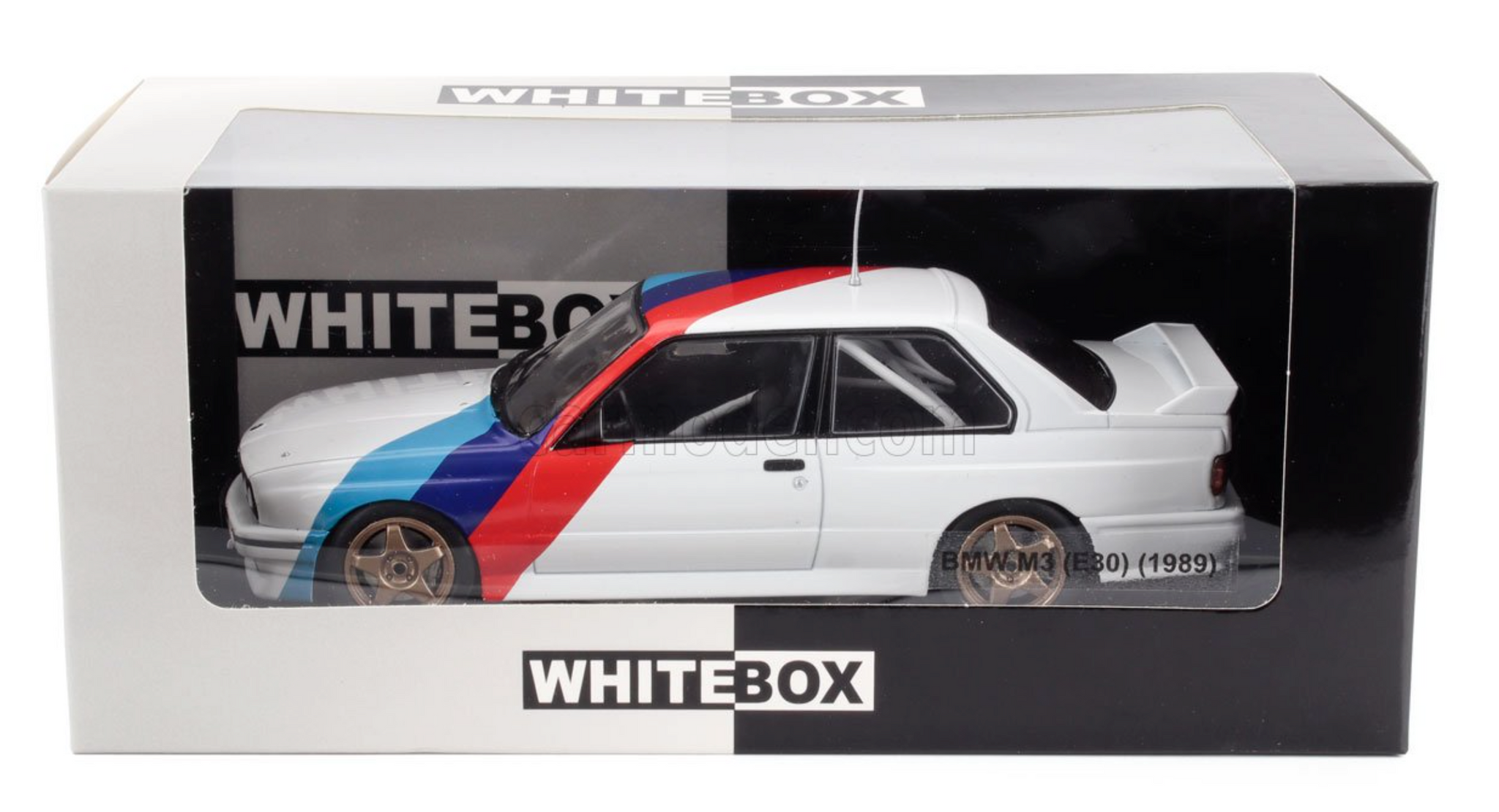 1:24 1989 BMW M3 (E30) -- White with Red/Blue M-Stripes