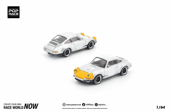 (Pre-Order) 1:64 Porsche 911 by Singer -- SCCS Homage - Yellow/Silver -- Pop Race