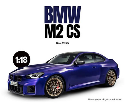 (Pre-Order) 1:18 BMW M2 CS Coupe 2025 -- Blue -- GT Spirit