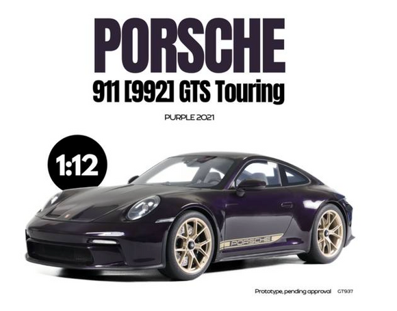 (Pre-Order) 1:12 Porsche 911 (992) GT3 Touring 2021 -- Dark Purple -- GT Spirit
