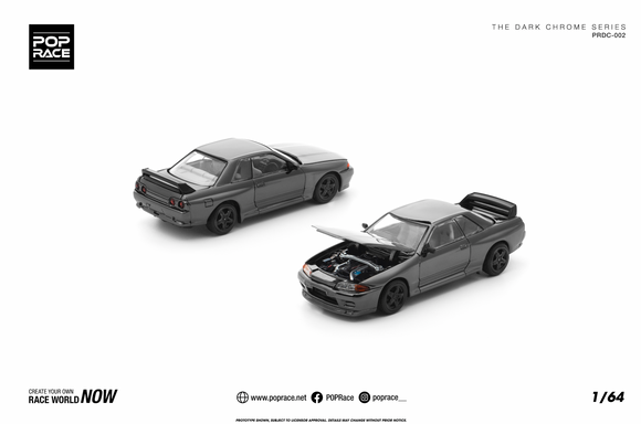(Pre-Order) 1:64 Nissan R32 Skyline GTR -- Dark Chrome Series -- Pop Race