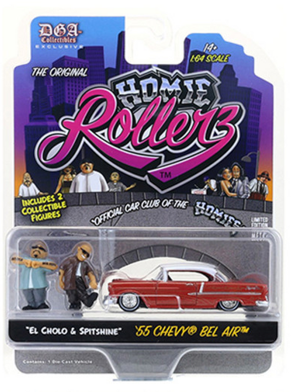 1:64 1955 Chevrolet Bel Air - Red -- Homie Rollerz Series 1 -- Greenlight x DGA