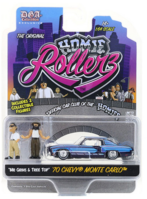 1:64 1970 Chevrolet Monte Carlo Blue - Homie Rollerz Series 1 - Greenlight x DGA