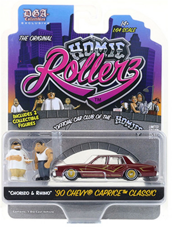 1:64 1990 Chevrolet Caprice - Maroon - Homie Rollerz Series 1 - Greenlight x DGA