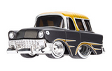 1:64 1956 Chevrolet Nomad -- Black w/ Gold Top -- CarTuned: Mainline Series 5