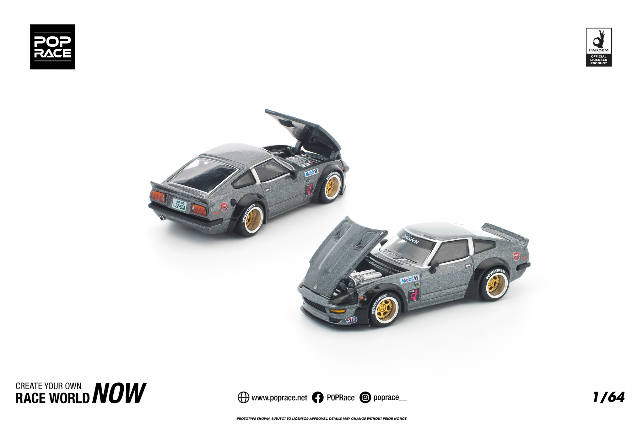Pre-Order) 1:64 Datsun 280ZX PANDEM -- Gun Metal Grey -- Pop Race