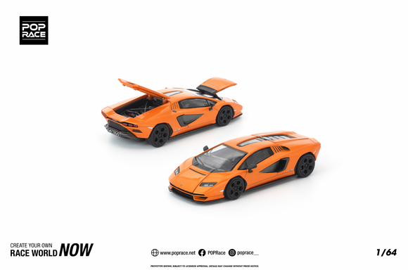 (Pre-Order) 1:64 Lamborghini Countach LP1 800-4 -- Arancia Atlas (Orange) -- Pop Race
