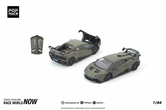 (Pre-Order) 1:64 Lamborghini Huracan STO -- Verde Turbine Matte (Green) -- Pop Race