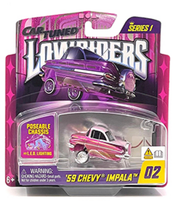 1:64 1959 Chevrolet Impala -- Pink -- CarTuned: Lowriders Show Glow Se
