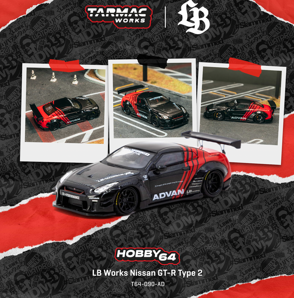 Pre-Order) 1:64 Nissan GT-R R35 LB-Works Type 2 -- ADVAN Red/Black --