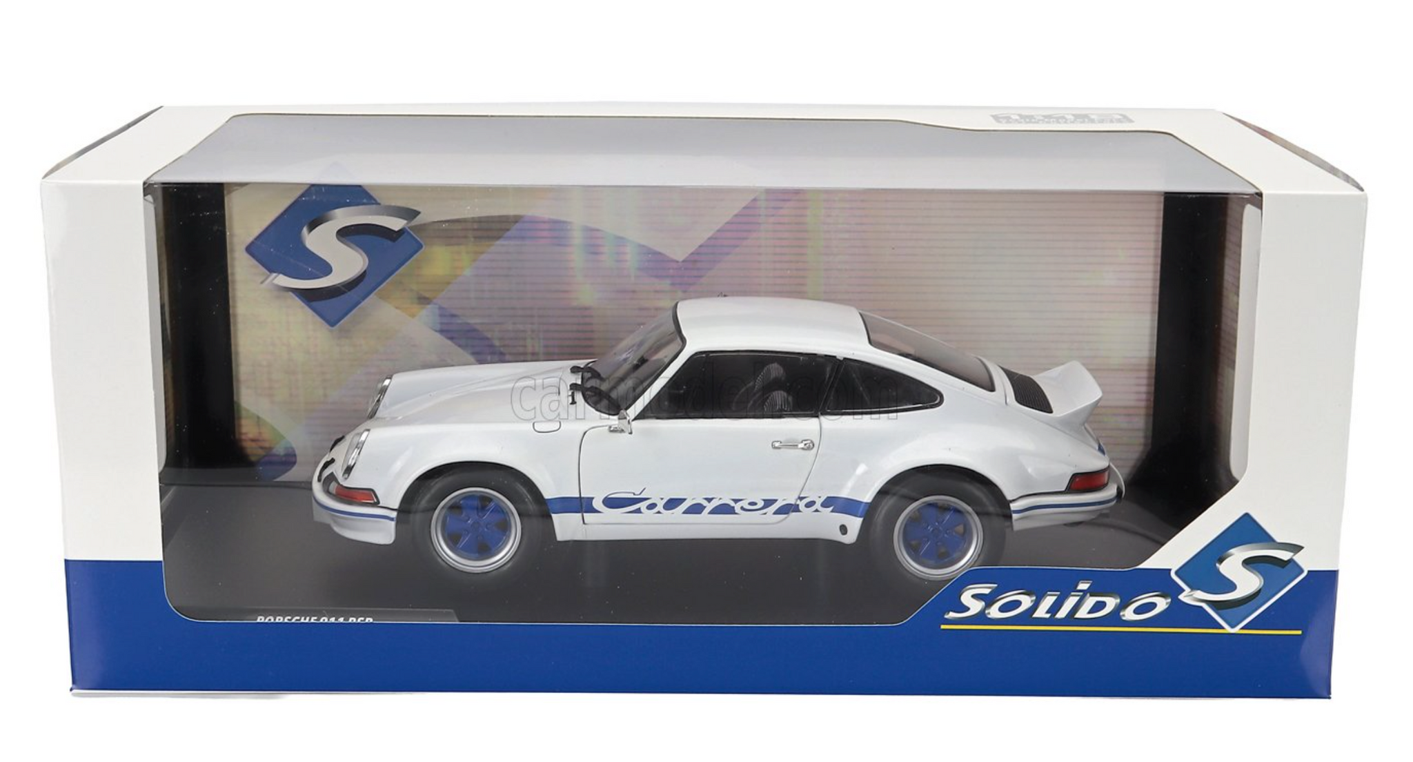 1:18 Porsche 911 Carrera RSR 1973 -- White / Blue Stripes -- Solido
