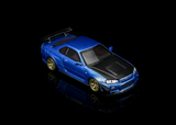 (Pre-Order) 1:64 Nissan GT-R (R34) Skyline w/GT Aero Kit -- Bayside Blue -- Motorhelix