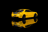 (Pre-Order) 1:64 Nissan GT-R (R34) Skyline w/GT Aero Kit -- Lightning Yellow -- Motorhelix