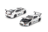 1:64 Toyota Supra (A80) TOP SECRET GT300 -- Chrome Silver -- Pop Race