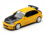 1:64 Honda Civic Type R EK9 J’s Racing -- Yellow -- Motorhelix M65053