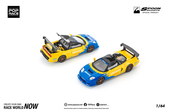 (Pre-Order) 1:64 Honda NSX-R GT -- SPOON Blue/Yellow -- Pop Race