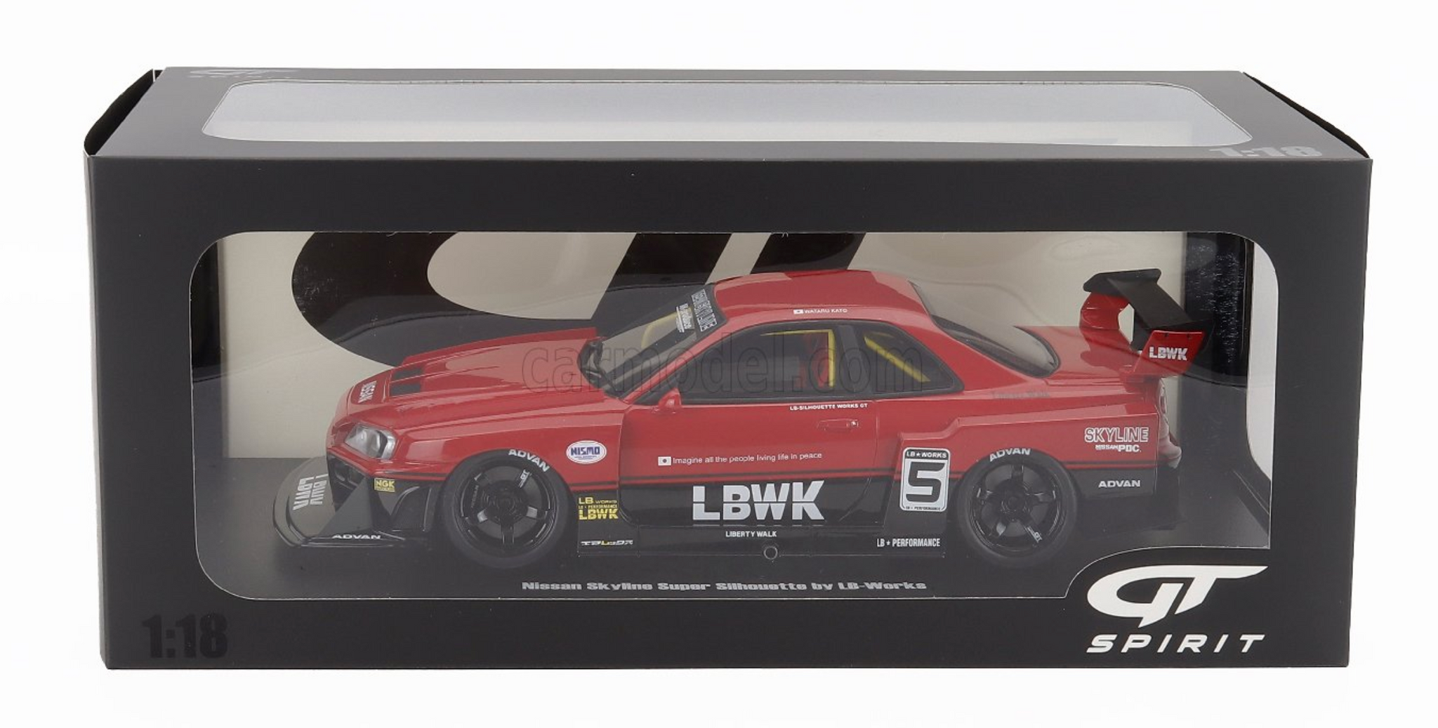 1:18 Nissan E-R34 LBWK Super Silhouette Skyline GTR -- #5 Red/Black --