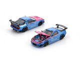 (Pre-Order) 1:64 Mazda RX7 (FC3S) RE-AMEMIYA Widebody -- Pink/Blue Chrome -- Pop Race