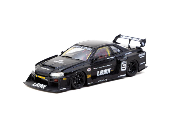 Nissan Skyline LBWK R34 ミニカー 1:43 LBWK Nissan E-R34 Silhouette Skyline - Liberty Walk Black -- Tarm