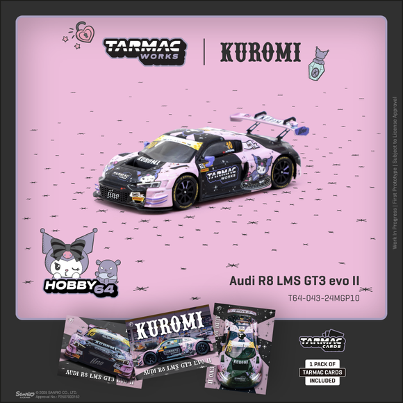 (Pre-Order) 1:64 2024 Macau GT Cup - Adderly Fong -- #10 Kuromi Audi R8 LMS GT3 -- Tarmac Works
